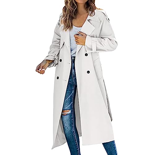 Zweireihiger Duster Trenchcoat für Damen Schmaler Maxi Langmantel in Voller Länge Geeignet für Frühlings und Herbstkleidung von Generic