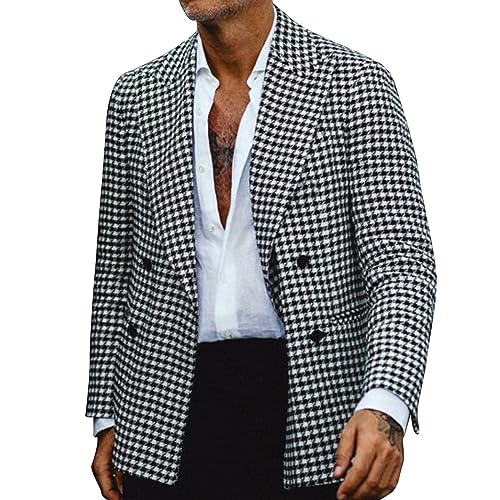 Zweireihiger Karierter Anzug Sakko Herren Slim Fit Reverskragen Blazer Modern Sportlich Freizeitjacke Männer Herbst Winter Mantel Vintage Klassischer Smoking für Business Zweireihiger Karierter Anzug Sakko Herren Slim Fit Reverskragen Blazer Modern Sportlich Freizeitjacke Männer Herbst Winter Mantel Vintage Klassischer Smoking für Business von Generic