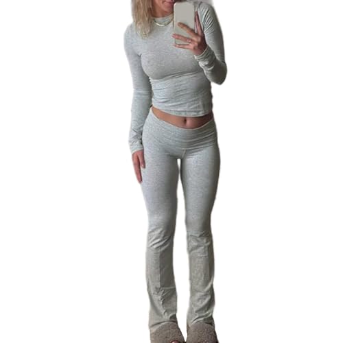 Zweiteiler Damen Baumwoll Lounge Set Elegant Schmal Geschnittener Zweiteiliger Jogger Anzug mit Langen Hosen Activewear für Frauen von Generic