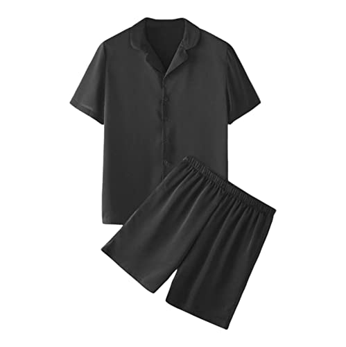 Zweiteiler Herren Leinenanzug Sommer Freizeitanzug Einfarbig 2-teilig Kurzarm Button-Up Revers Hemd und Shorts Beach Shirt Kurze Hose Set Baumwolle Leinen Anzug Zweiteiler Herren Leinenanzug Sommer Freizeitanzug Einfarbig 2-teilig Kurzarm Button-Up Revers Hemd und Shorts Beach Shirt Kurze Hose Set Baumwolle Leinen Anzug von Generic