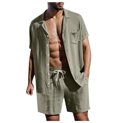 Zweiteiler Herren Sommer Kurz Freizeitanzug Schlichter Mode Strandanzug Leicht Luftig Lässige Anzug Weich Dünn Regular Fit Kläppchenkragen Leinenanzug Mit Knopfleiste Freizeit Shirt Und Shorts Set Zweiteiler Herren Sommer Kurz Freizeitanzug Schlichter Mode Strandanzug Leicht Luftig Lässige Anzug Weich Dünn Regular Fit Kläppchenkragen Leinenanzug Mit Knopfleiste Freizeit Shirt Und Shorts Set von Generic