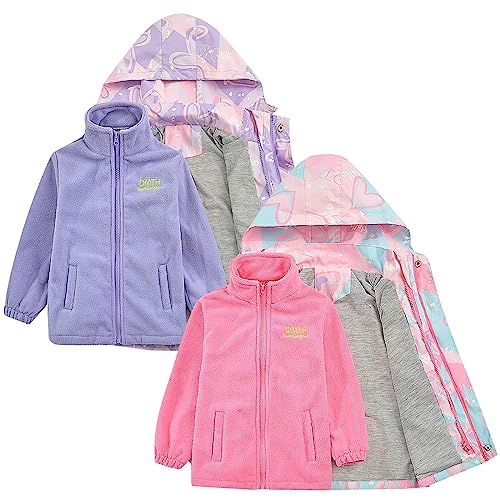 Zweiteilige Softshelljacke Mädchen Wasserdicht Regendicht Jacke Regenjacke Kinder Gefütterte Winddicht Windjacke Plüsch Jacken Warme Outdoorjacke mit Kapuze (Purple, 7-9 Years) von Generic