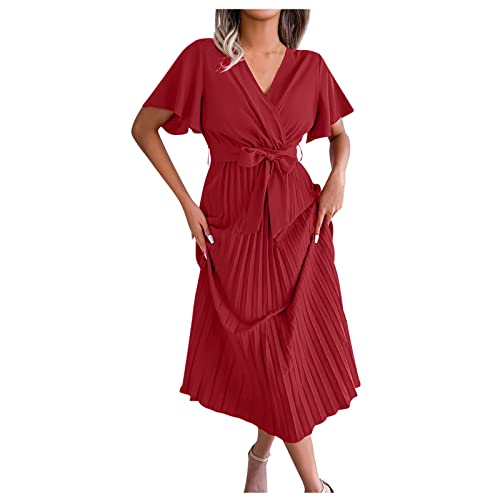 blusenkleid Damen Kleid sexy Strandkleid Langarm Kleid Damen Elegant Plus Size Damen Kleid Umstandsmode Kleid Festlich Kleid Spaghettiträger Damen Kleider Damen Lang Elegant Abendkleid Maxikleid von Generic