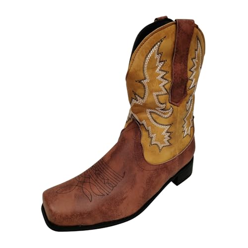 cowboystiefel damen weiter schaft - stiefeletten damen mit absatz - westernstiefel Stickereien reitstiefel motorradstiefel klassisch chelseaboots Halbschaft lederstiefel für männer frauen von Generic
