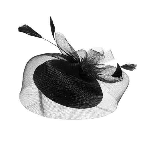 für Frauen Tea Party Stirnband Hut Mesh Federn Haarspange für Hochzeit Cocktail und Kirche(Schwarz,Einheitsgröße) von Generic
