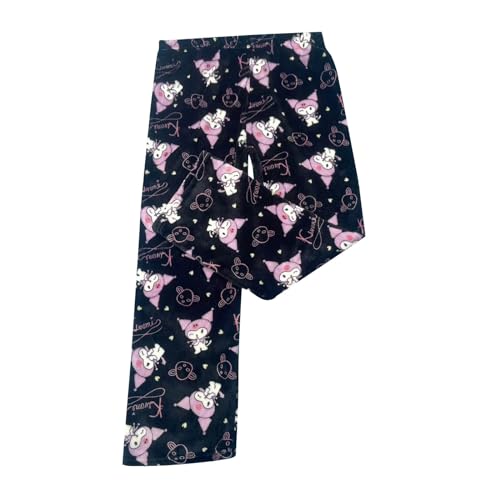 𝒉𝒆𝒍𝒍𝒐 𝒌𝒊𝒕𝒕𝒚𝒔 Schlafanzug Damen Hosen Lang Flanell Pyjama Kawaii Warm Baumwolle Schlafhose Schlafanzug Weich Winter Bequeme Kuschelhose Geschenke Für Frauen Lila XXL von Generic