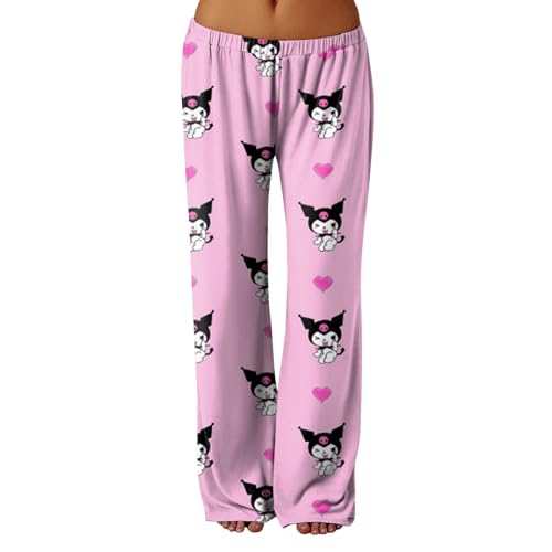 𝒉𝒆𝒍𝒍𝒐 𝒌𝒊𝒕𝒕𝒚𝒔 Schlafanzug Damen Hosen Lang Flauschig Schlafanzug Baumwolle Warm Kawaii Pyjama Schlafhose Sommer Bequeme Weich Kuschelhose Geschenke Für Frauen Grau M Pyjamahose von Generic