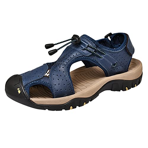 herren sandalen leder vorne geschlossen - Wandersandalen Mesh & PU Oberen Verstellbaren trekkingsandalen Atmungsaktive Outdoorschuhe Männer Sportschuhe bequem Freizeitschuhe von Generic