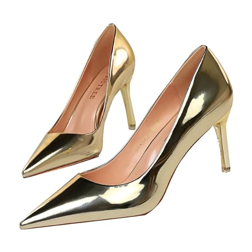 high Heels Damen Glitzer Silber - Pumps Damen spitz - Kleid Schuhe Stiletto Abendschuhe Braut Hochzeitsschuhe Pfennigasbatz Stöckelschuhe Slip-on Einzelneschuhe elegant Partyschuhe von Generic