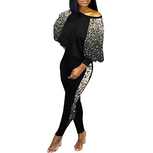 hosenanzüge für damen festlich Fashion Leopard Blumendruck Anzug Set Langarm Anzugjacke mit Revers + Hose mit elastischer Taille und hoher Taille Business Casual Anzug Partykleidung xm21 von Generic