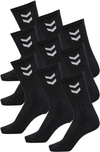 hummel Sportsocken unisex 80% Baumwolle 9 Paar - weich Socken für Turnschuhe in schwarz oder weiß - Sonderpreis 9 Paar (DE/NL/SE/PL, Numerisch, 36, 40, Regular, Regular, Black) von Generic