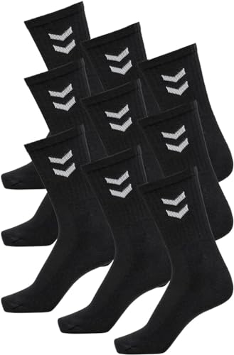 hummel Sportsocken unisex 80% Baumwolle 9 Paar - weich Socken für Turnschuhe in schwarz oder weiß - Sonderpreis 9 Paar (DE/NL/SE/PL, Numerisch, 41, 45, Regular, Regular, Black) von Generic