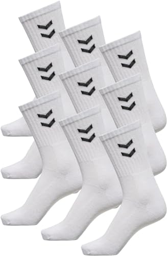 hummel Sportsocken unisex 80% Baumwolle 9 Paar - weich Socken für Turnschuhe in schwarz oder weiß - Sonderpreis 9 Paar (DE/NL/SE/PL, Numerisch, 41, 45, Regular, Regular, White) von Generic