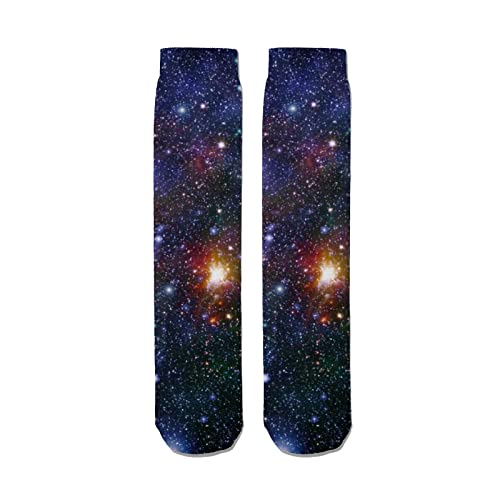 jeansame lange Socken Schlauchsocken Wade Kniestrümpfe Galaxy Weltraum Sterne Universum Planeten für Frauen Herren Jungen Mädchen Kinder Sport Warm Winter Herbst Frühling, Farbe168, One size von Generic