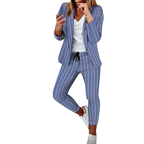 jogginganzug damen Business Anzug Set Hosenanzug Damen Elegant Business Anzug Set Hosenanzug Blazer Hose 2-teilig Anzug Karo Kariert Zweiteiler Slimfit Streetwear Festlich Sportlich Hosenanzug xm1 von Generic