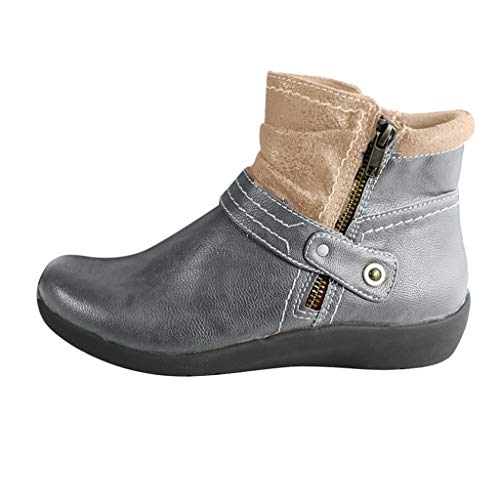 ladies ankle boots with heel black Reißverschluss bequeme Booties Stiefeletten Für Damen Gelb (Grey, 43) von Generic