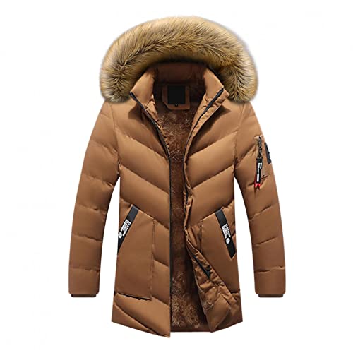 mantel herren winter,Herren Übergangsjacke Warm Gefüttert Daunenjacke Mit Kunstfell Kapuze Steppjacke Winterjacke Warme Daunenmantel Baumwolle Jacke Outdoorjacke Mantel Herrenjacken von Generic