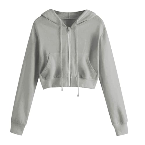 meine bestellungen anzeigen Sweatjacke Damen Reißverschluss Kapuzenjacke Einfarbig Kurz Jacke mit Kordelzug Taschen Übergangsjacke Winter Leichte Mantel Lockere Kapuzenupllover Hoody Sweatshirt Hoodie von Generic
