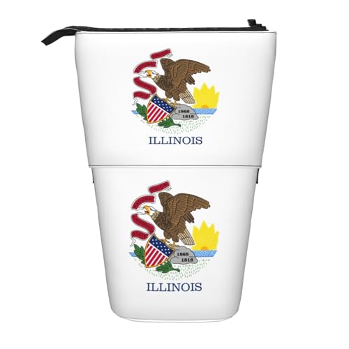 mit Reißverschluss Federtasche Flagge des Staates Illinois Bleistift Beutel Stylisches Federmäppchen für Schulsachen Mädchen Erwachsene von Generic