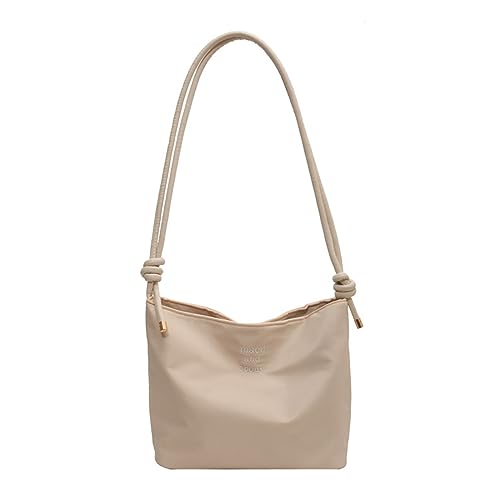 money7 2023 NEUE Eimertaschen, einfache modische Tasche, minimalistische Umhängetasche, Nylon-Umhängetasche, vielseitige Reisetasche für Frauen und Mädchen, Beige von Generic