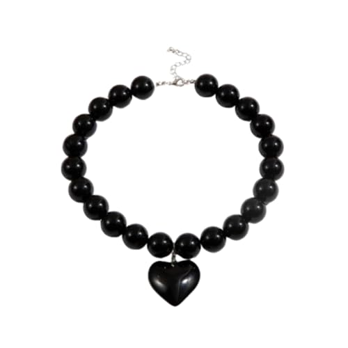 personalisierte große Perle Halsband für Mädchen Schlüsselbein Kette Mode Pfirsich Herz Anhänger Halskette (A) von Generic