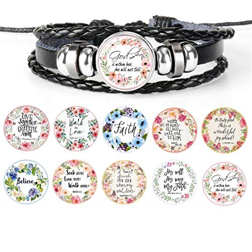 psalm-armband, kunstdruck, kuppelglas, charm, schwarzes armband, schmuck, geschenk von Generic