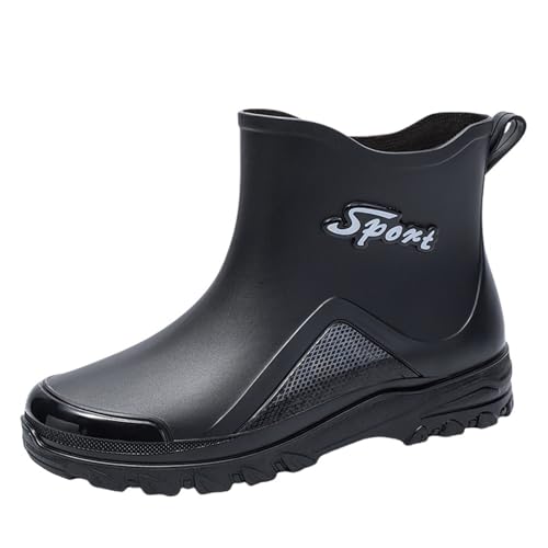 rutschfeste Extra Weit Regenstiefel Wasserdicht Sommerstiefel Hiking Boots Küche Westernstiefel Spaziergang Mit Dem Hund rutschfeste Galoschen Halbhoch Ankle Chelsea Schwarz Reitstiefel von Generic
