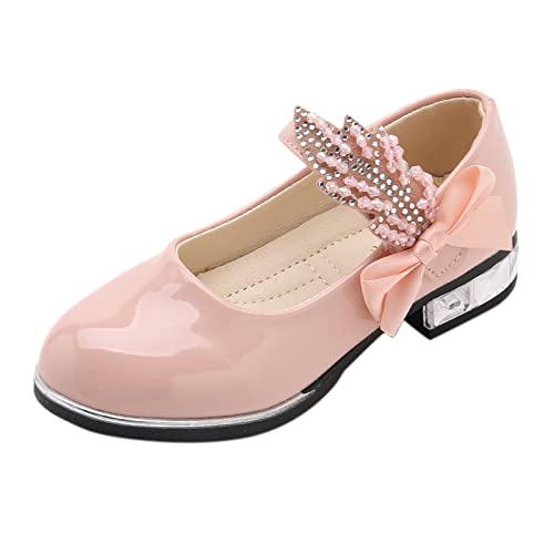 rutschfeste Kinderschuhe Mädchen Kleid Schuhe für Mädchen Hochzeit Bowknot Mädchen Schuhe Prinzessin Party Schule Schuhe Low Heel für kleine oder große Schuhe (Pink, 33.5 Big Kids) von Generic