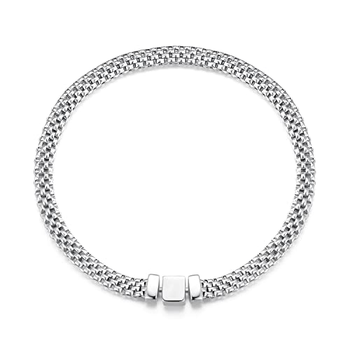 s925 Sterling Silber plattiert Platin modisch Minimal gewebtes Basic Armband von Generic