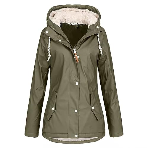 softshelljacke damen lang lange Ärmel Unifarben winterjacke Kerb-Kragen mädchen Fleecejacke mit Kapuze Slim Passform plüschjacke Vlies farbenfroh teddyjacke Sport Damenmode Frauen von Generic