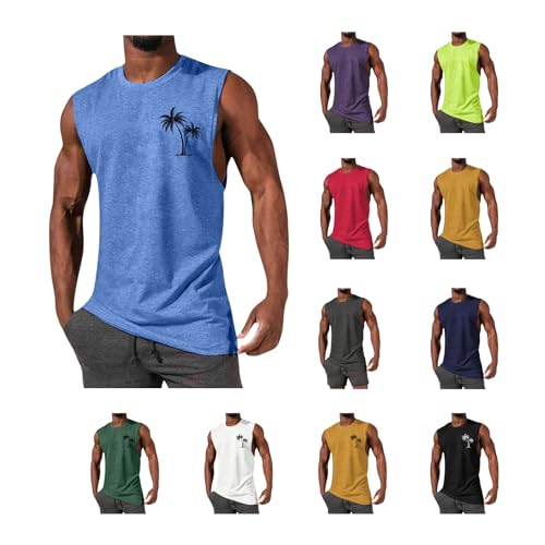 Tank Top Herren Kurzarm Sommer Unterhemd Stretch Bequeme T Shirt Baumwolle Sport Muskelshirt Regular Fit Workout Tanktop Bodybuilding Fitness Trägershirts 2025 Athletic Achselshirts von Generic