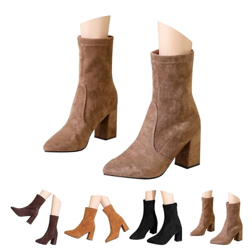stiefeletten damen mit absatz spitz - wildleder boots damen - Schlupfstiefel mit blockabsatz halbstiefel Kurzschaft Winterstiefel einfarbig elegante Damenstiefel für Business Freizeit stiefeletten damen mit absatz spitz - wildleder boots damen - Schlupfstiefel mit blockabsatz halbstiefel Kurzschaft Winterstiefel einfarbig elegante Damenstiefel für Business Freizeit von Generic