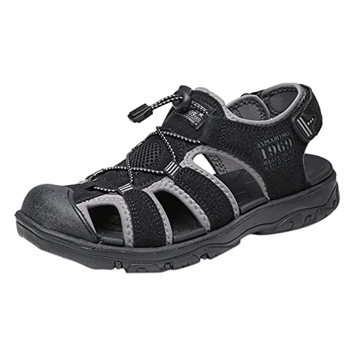 trekkingsandalen Herren Geschlossene Zehe - Wandersandalen Oberen Verstellbaren Sandals Atmungsaktive Outdoor Wanderschuhe Männer Sportschuhe Mesh & PU Freizeitschuhe Sommer schnürschuhe von Generic