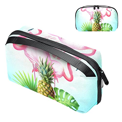 wasserdichte Make up Tasche, Make up Tasche, Reise Kosmetik Organizer für Frauen und Mädchen,Sommer hawaiianischer Flamingo Tropische Ananas von Generic