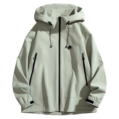 wasserdichte Regenjacke für Herren Atmungsaktiv Fahrrad Jacke Leichte Outdoorjacke Windjacke Regenmantel mit Kapuze Übergroße Wanderjacke Übergangsjacke M-5XL von Generic