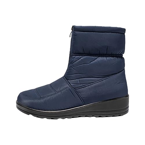 wasserdichte Winterstiefel Damen Gefüttert - Schneestiefel Slip In Winterboots Zipper Halbstiefel Outdoor Wanderschuhe Rundzehe Damenstiefel Keilabsatz Stiefeletten rutschfest Skischuhe von Generic