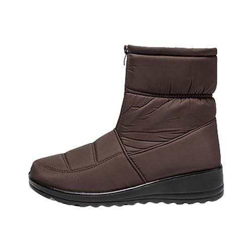 wasserdichte Winterstiefel Damen Gefüttert - Schneestiefel Slip In Winterboots Zipper Halbstiefel Outdoor Wanderschuhe Rundzehe Damenstiefel Keilabsatz Stiefeletten rutschfest Skischuhe von Generic