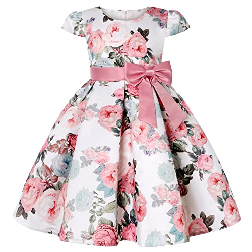 wojonifuiliy01 Kinder Mädchen Kleid Prinzessin-Kleider-Blumenmädchen Kleider Mädchen Festliches Abendkleid Hochzeits Blumenkleid Babybekleidung (a-Pink, 5 Years) von Generic