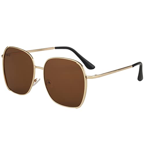 wojonifuiliy01 Männer Frauen Polarisierte Sonnenbrille Modeschutz Klassische Sonnenbrille mit rundem Rahmen Falsche Brille (Gold, One Size) von Generic