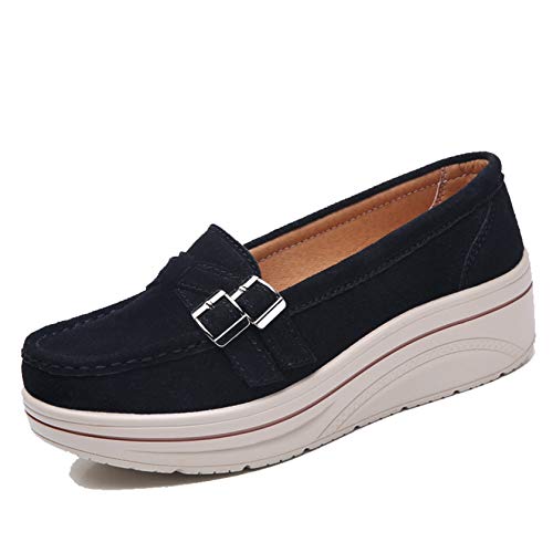 Damen Loafers Schuhe Classic Wildleder Leder Schnallenriemen Superleichte Low-Top-Plateauschuhe Komfort Slip-On Freizeitschuhe für den täglichen Gebrauch von Generic11