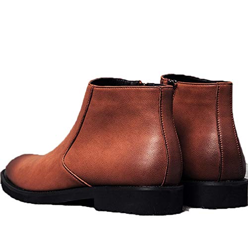 Generic11 Chelsea Stiefel für Herren Mode Einfache einfarbige Lederstiefel Elegante Spitze Zehen Anti Skid Classic Slip-On Elastic Ankle Boots von Generic11