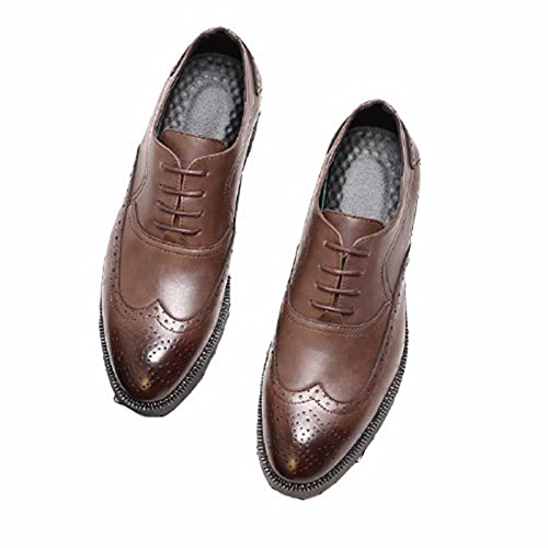 Generic11 Oxford Schuhe für Männer Brogue Leichte, tief geschnittene Schnürlederschuhe mit Spitzen Zehen, Rutschfester, weicher Boden, Klassische Büroformale Schuhe von Generic11