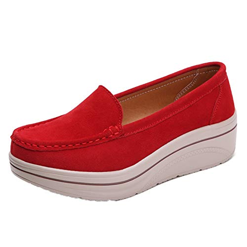 Slipper für Frauen Einfarbiges Wildleder Leder Atmungsaktive Slip-On Low-Cut Freizeitschuhe rutschfeste Fashion Platform Schuhe 7 Farben von Generic11