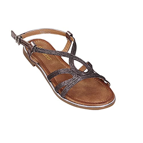 Damen Sandalen Retro römischen Stil Peep-Toe Knöchelriemen Schnalle Slingback Flache leichte atmungsaktive lässige Sommer Strandschuhe von Generic7