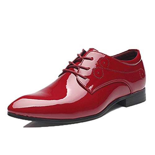Generic7 Herren Derby Schuhe Lackleder Elegante Spitzschuh Low-Top Schnürschuhe rutschfeste Abriebfeste Formelle Schuhe für Hochzeit von Generic7