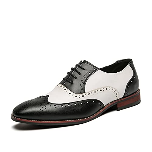 Generic7 Herren Oxford Schuhe Patchwork Brogue Low Cut Schnürschuhe aus Leder Atmungsaktiv Anti Rutsch Klassisch Elegante Formelle Schuhe für Hochzeit von Generic7