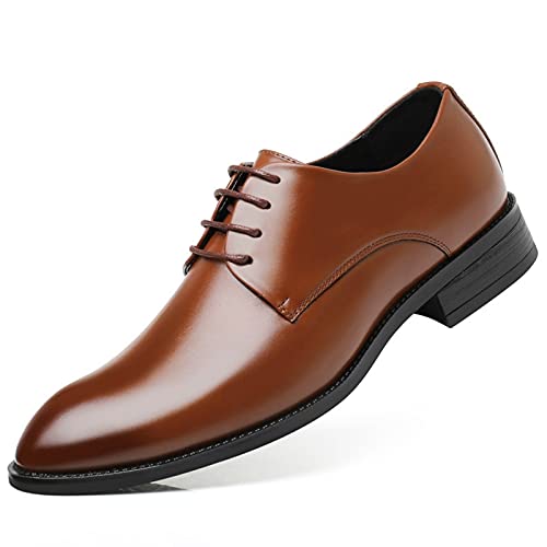 Herren Derby Schuhe Elegante Spitzschuh Atmungsaktive Anzugschuhe Klassische Low-Top Schnürschuhe Leichte Lederschuhe für Business Office von Generic7