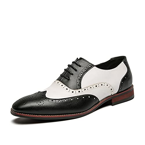 Herren Oxford Schuhe Elegante Spitzschuh Brogue Patchwork Atmungsaktive Lederschuhe Niedrige Schnürung Leichte Formelle Schuhe für Bankett von Generic7