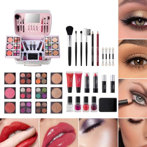 All-in-One-Make-up-Set für Damen, komplettes Make-up-Set mit Etui, komplettes Lippenstift-Set mit Make-up-Pinsel, 70 g, professionelles Make-up-Set von Genérico