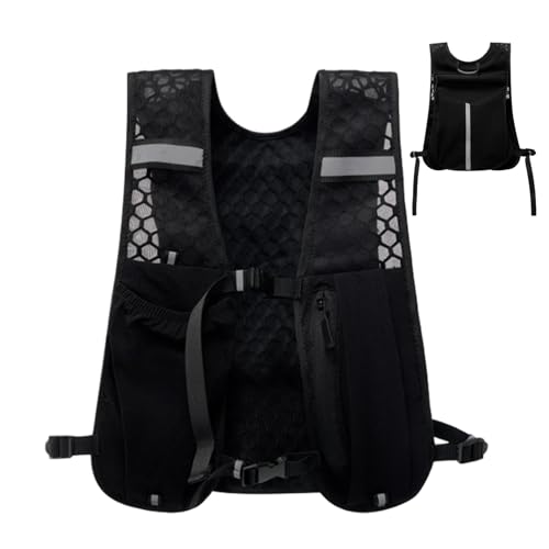 Ausführung der Weste, mit Handyhalterung, reflektierende Trinkblase, atmungsaktive Trainingsweste für Wandern, Radfahren, im Freien, Schwarz , Consulte la descripción, Siehe Beschreibung von Genérico